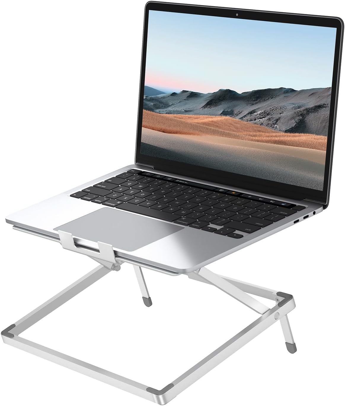 Laptop Stand for Desk, Height Adjustable Laptop Riser Aluminum Portable Laptop Holder, Holds All Laptops and Notebook up to 17.3 Inch, Silver