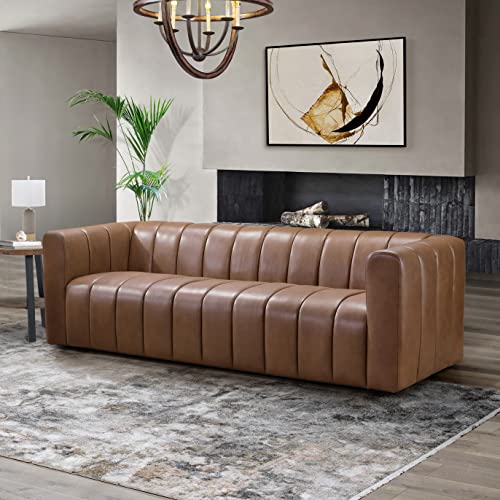 Abbyson Living 100% Top Grain Leather Sofa (Camel)