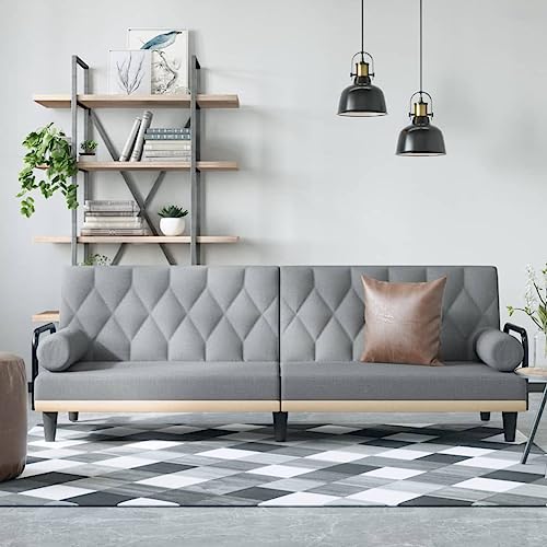 Sofa Bed with Armrests Light Gray Fabric,Convertible Sofa Bed with Adjustable Backrest for Comfortable Seating and Sleeping Sofas & Couches for Living Room