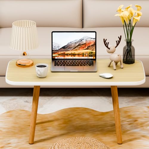 Small Coffee Table,Modern Small Coffee Tables for Living Room,Center Minimalist Display Coffee Table,Rectangle Coffee Table with Solid Legs Coffee Table Small for Office Small Spaces Wooden Color