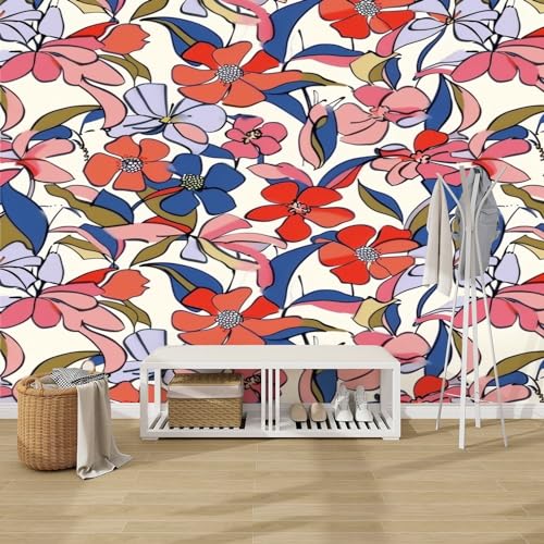 Peel and Stick Wallpaper Floral seamless pattern used for website textile Hand drawn endless Wall Mural Modern Contact Paper Removable Self Adhesive Wallpaper for Living Room Bedroom Furniture