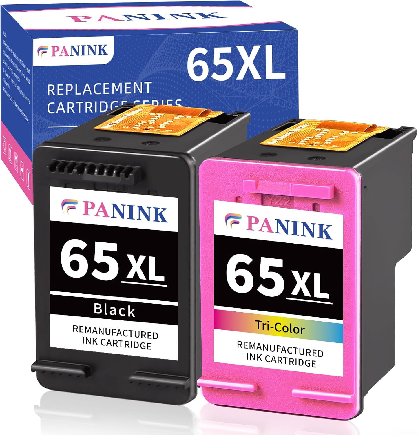 Remanufactured Ink Cartridges Replacement for HP Printer Ink 65 XL HP 65 Ink HP65 65XL Ink Cartridges Black Color Combo Pack for HP 3755 3752 2655 3722 3758 2652 5055 5052 5058 Printer(2 Pack)