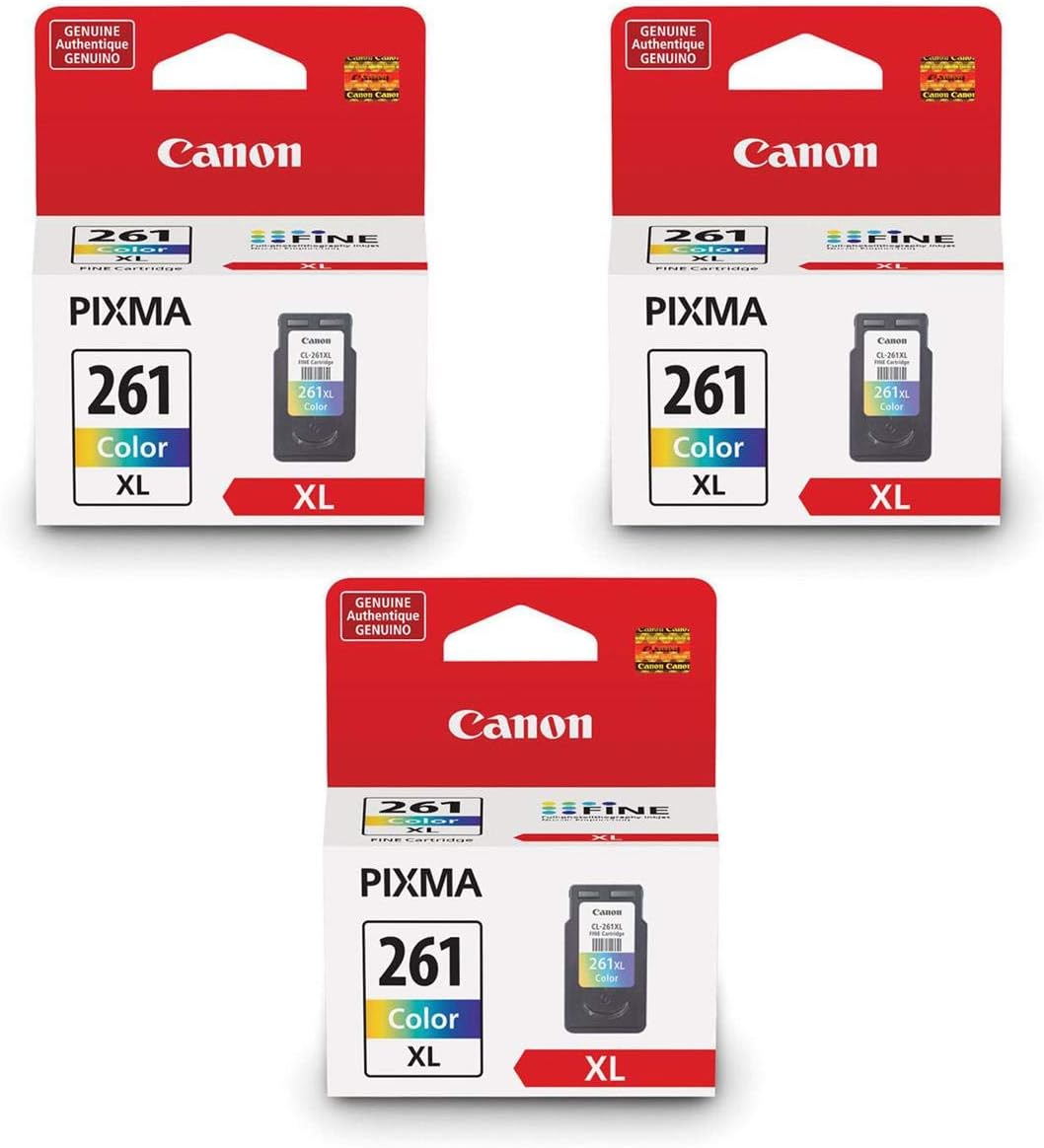 Canon 3 Pack CL-261XL Color Ink Cartridge for PIXMA TR7020, TR7020a, TS5320, TS6420, TS6420a Printers