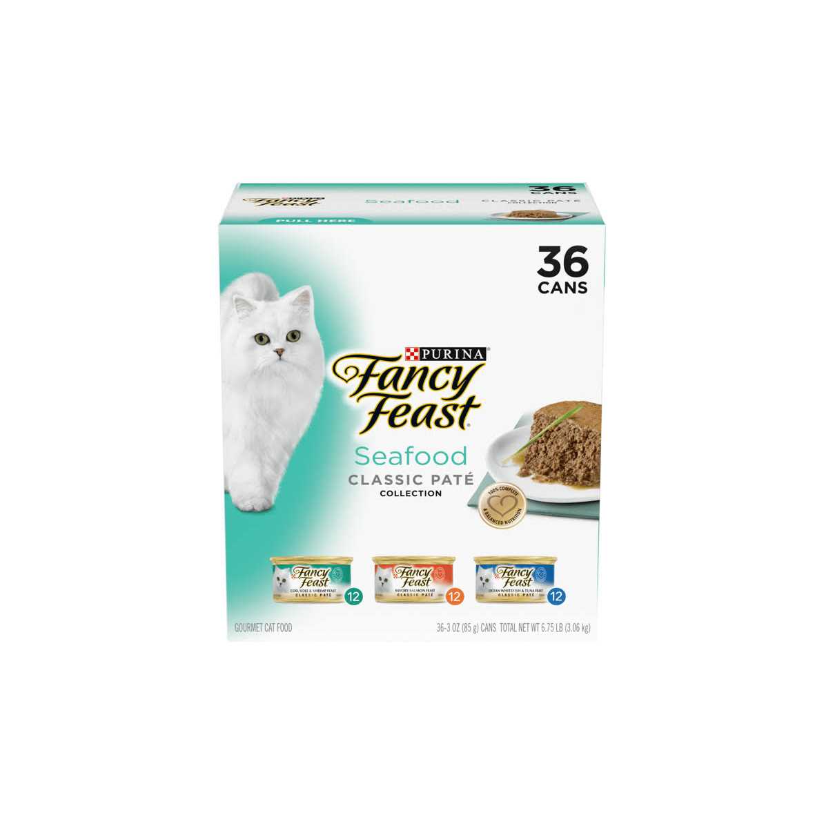 Fancy Feast Seafood Classic Pate Collection Variety Pack Grain-Free Wet Cat Food - Pet Supplies online store