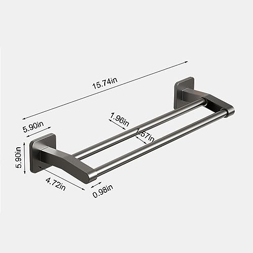 Towel Racks for Bathroom, Bath Towel Bar, 16 Inch 304 Stainless Steel Rustproof Thicken 0.8mm Towel Holders for Bathroom, Double Layer Design, Towel Brushed Finished Wall Mount, Hole-Free Install