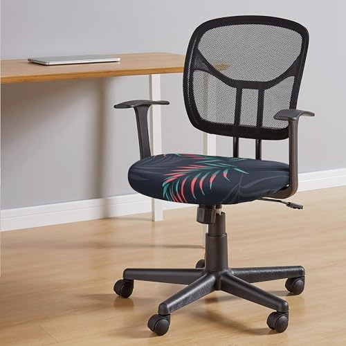 Leorate Print Office Chair Cover - Computer Chair Covers Stretchable Floral Gamming Chair Slipcover Anti Slip Remove Washable Rotating Desk Chair Protector