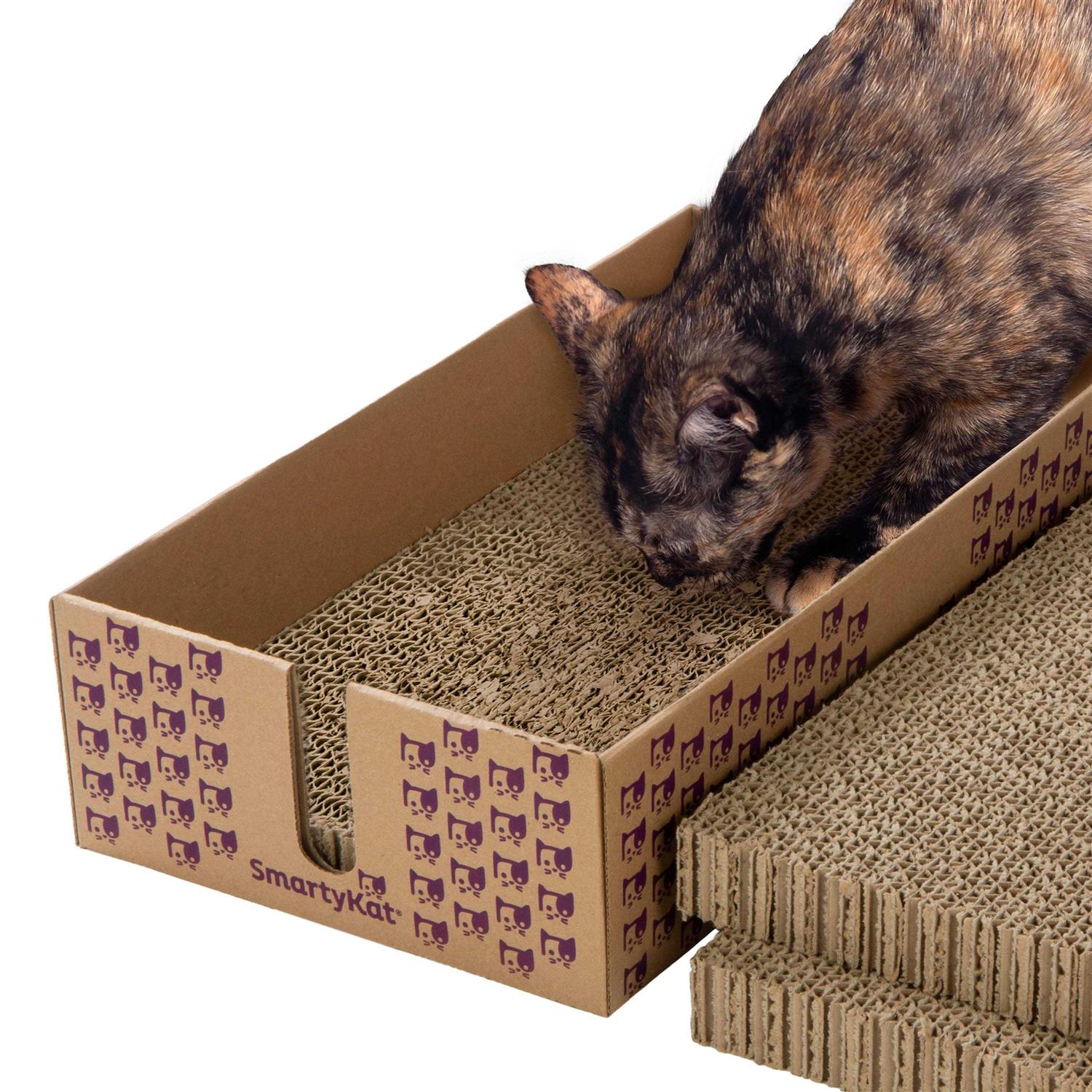 SmartyKat Super Scratcher+ Stacker Catnip-Infused Cardboard Corrugate Cat Scratch Pad Bed - Pet Supplies online store