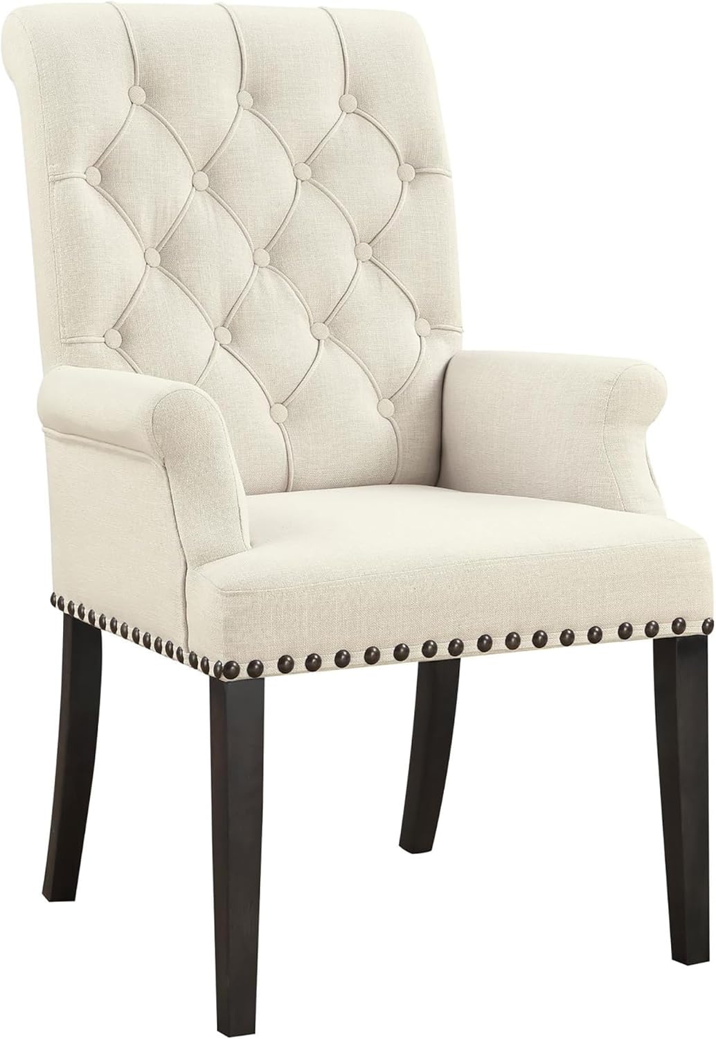 Beige and Smokey Black Tufted Arm Chair