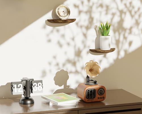 Solid Wood Half Round Floating Wall Shelves | Elegant Floating Shelves, Elevate Your Space. Perfect for Living Rooms, Bathrooms, Bedrooms, Offices, Children's Rooms