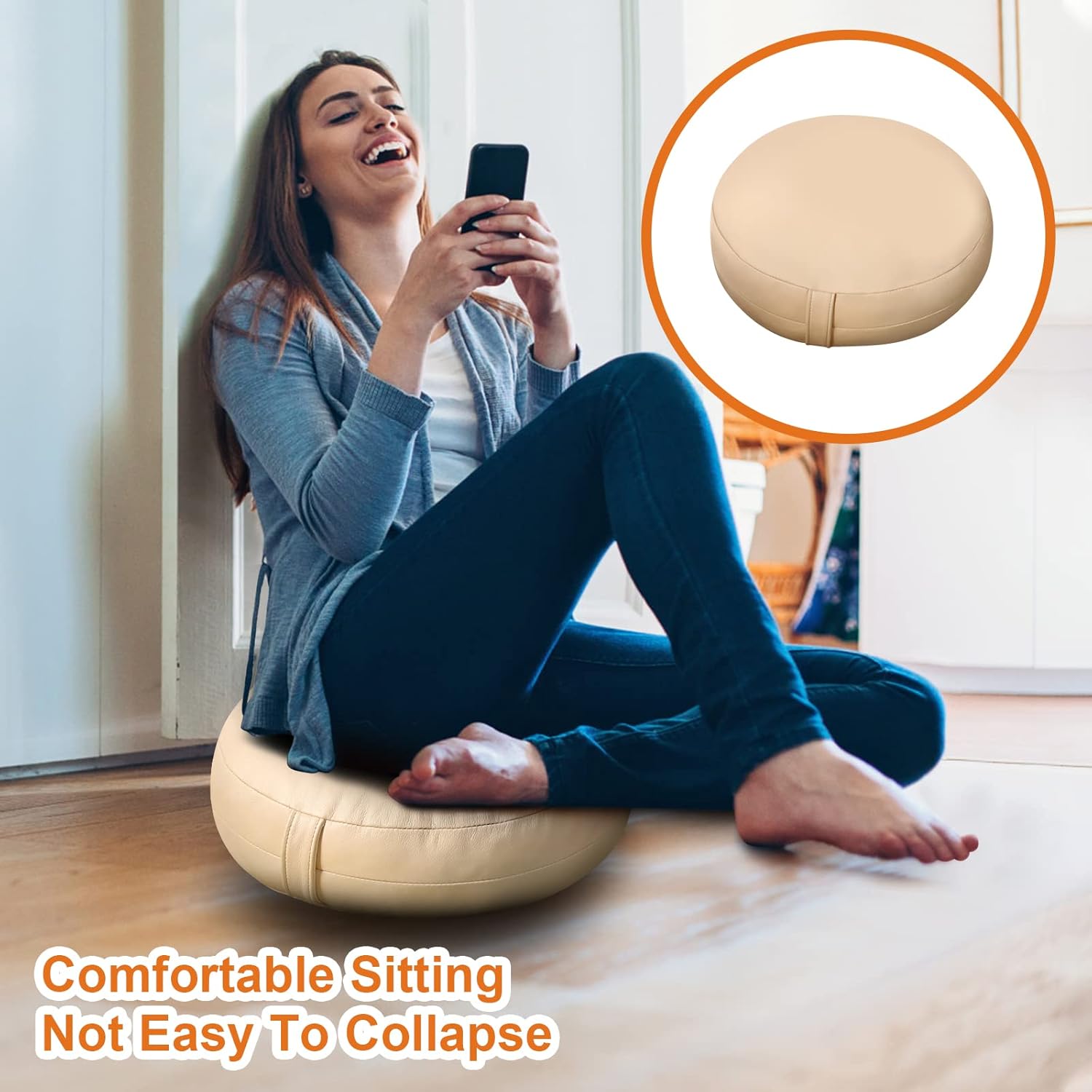 Louis Donné Unstuffed Ottoman Pouf Cover, Genuine Leather Pouf Ottoman Cow Cover, 17.7