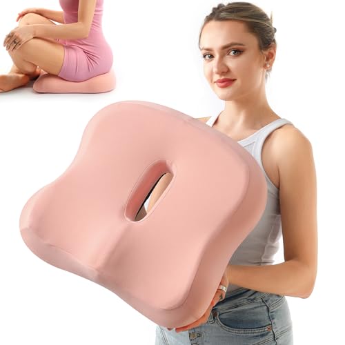 Fashionable women's cushion17.7 * 15.7 * 3.5inches, ergonomic, good support performance, suitable for sedentary office crowd，Memory Foam Cushion for Office/Home Chair/Car Seat (pink)