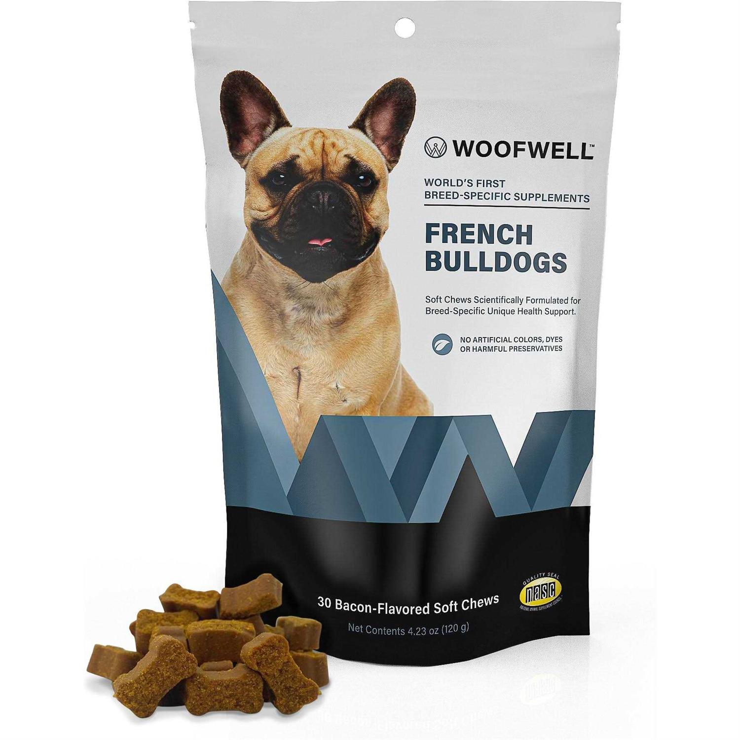 WoofWell French Bulldog Health Support Bacon Flavored Soft Chews Dog Supplement - Pet Supplies online store