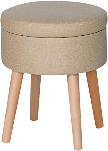 Footstool Foot Stool Leatherette Storage Ottoman,Versatile Space-Saving Dressing Stool,Coffee Table Padded Seat,for Bedroom Casual Closet Footstool-Cream Color 43.5x36.5cm Home Decor Stool