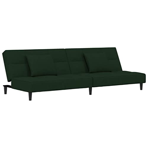 2-Seater Sofa Bed with Two Pillows,Upholstered Sofas,Modern Sofas,Living Room Furniture Sets,Seating Furniture,Centre Sofas,for Living Room,Bedroom,Apartment,Office, Dark Green Velvet
