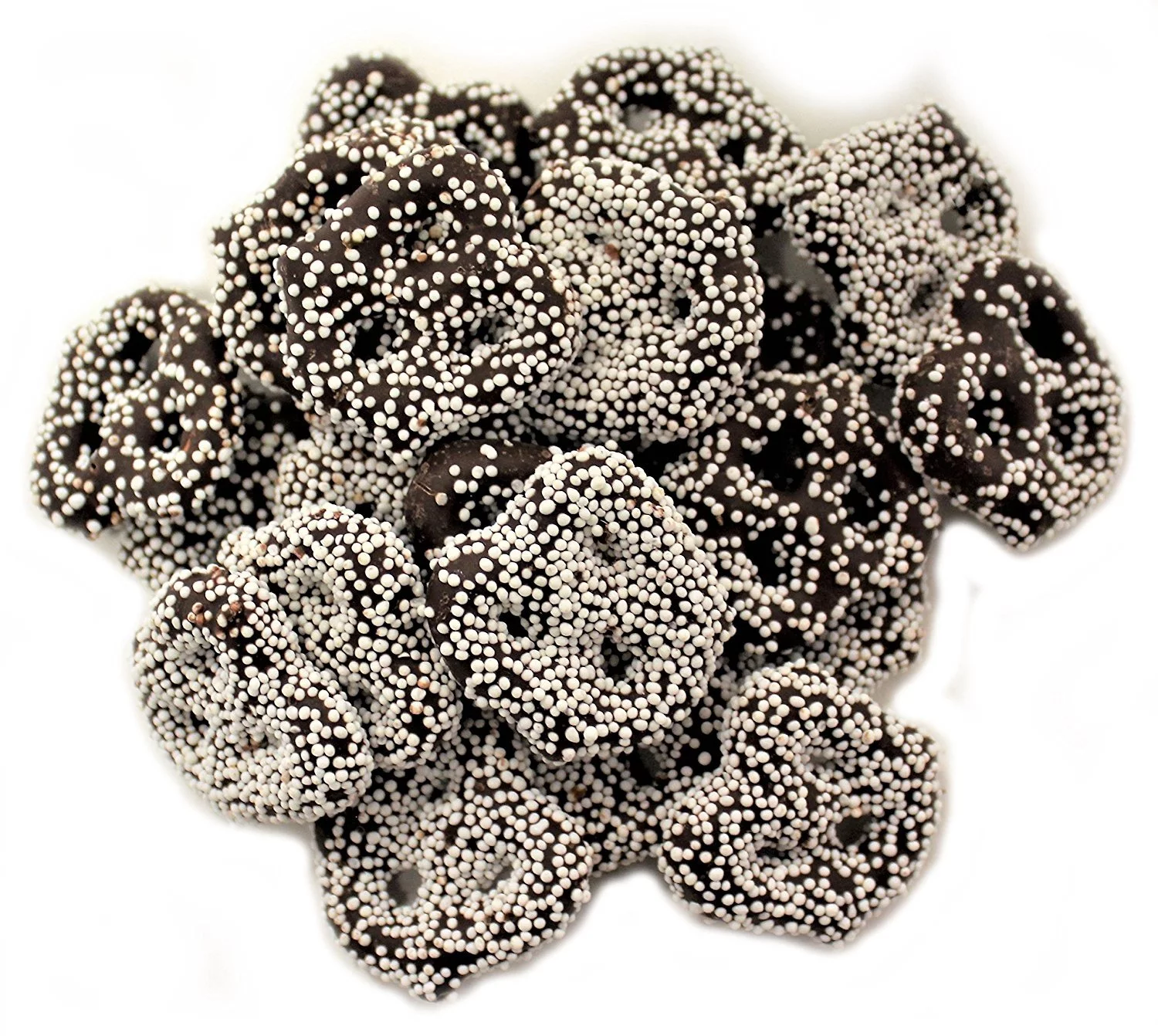 Gourmet Dark Chocolate Covered Pretzels with White Nonpareil by Its Delish 2 lbs