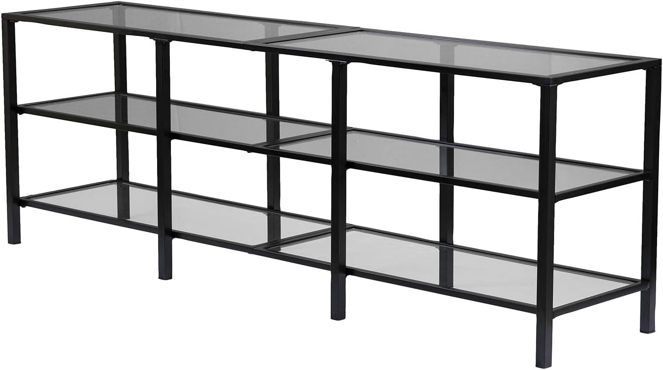 SEI Furniture Tyler Metal/Glass TV Stand – Transitional Style - Black