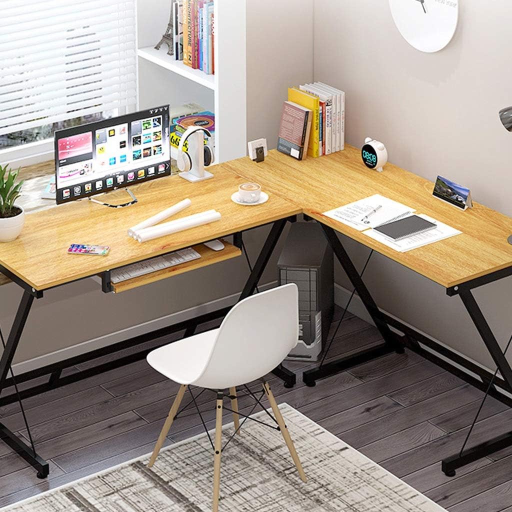 Desks -Office Table,Gaming Computer Desk,Corner Desks,Office Workstation,Corner-Combination Desk,Industrial Style Modern L Shaped Desk (Color : Beige, Size : 110/1205175cm)