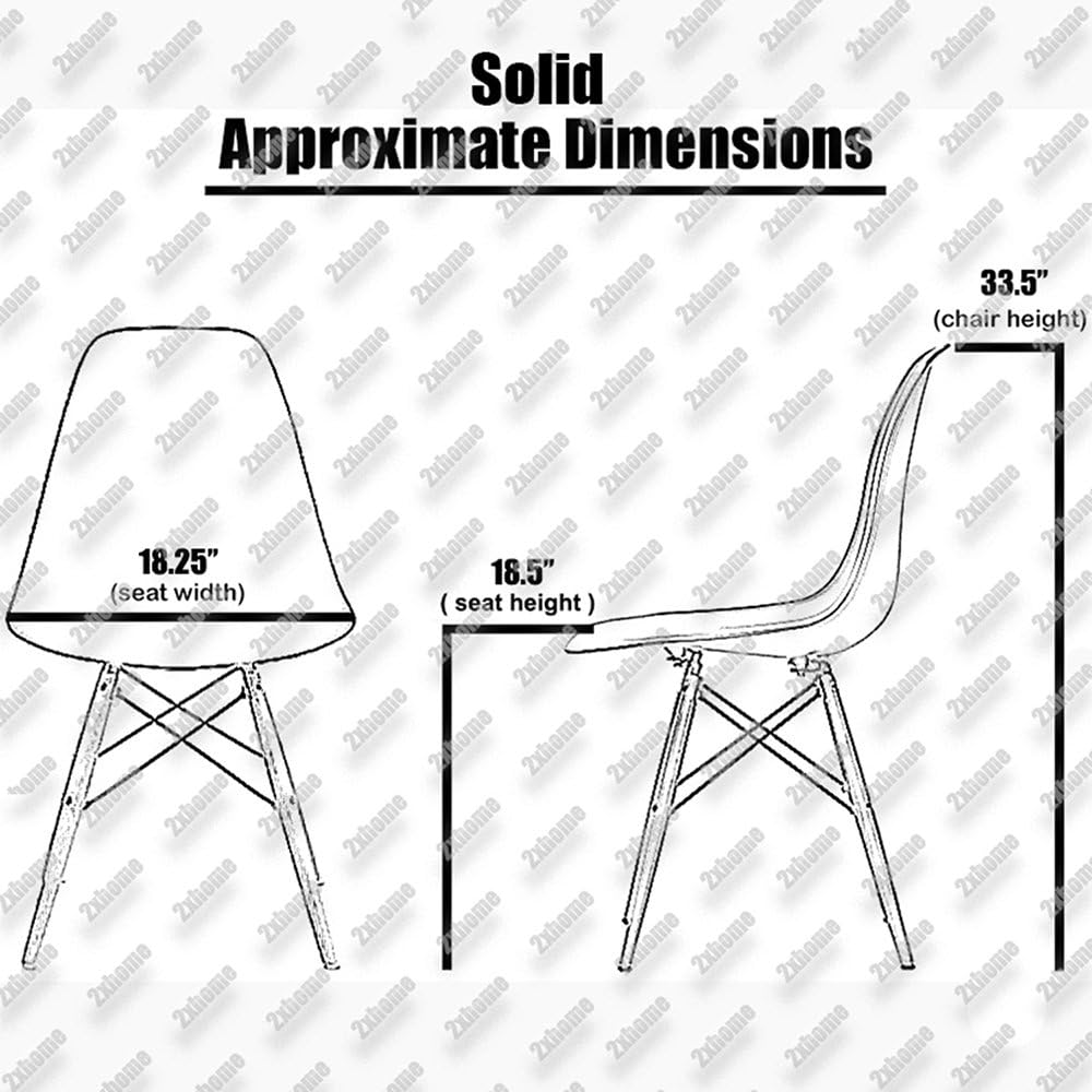 2xhome Modern Plastic Side Dining Chairs No Arms with Back Natural Wood Wooden Legs, Set of 4, Black