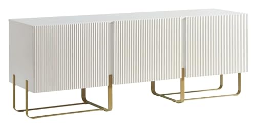 Tv Cabinet, Cabinet for Tv Stand Living Room Furniture for Modern Television with 3 Lockers Fits 65 Inches Home Wall(Green)