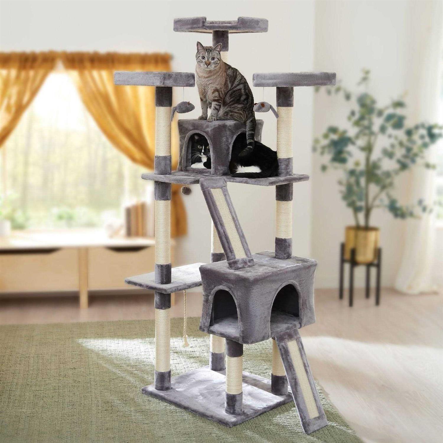 Frisco 72-in Faux Fur Cat Tree Condo - Pet Supplies online store