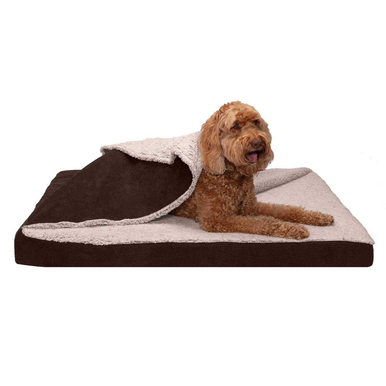 FurHaven Berber & Suede Blanket Top Top Dog Bed - Pet Supplies online store