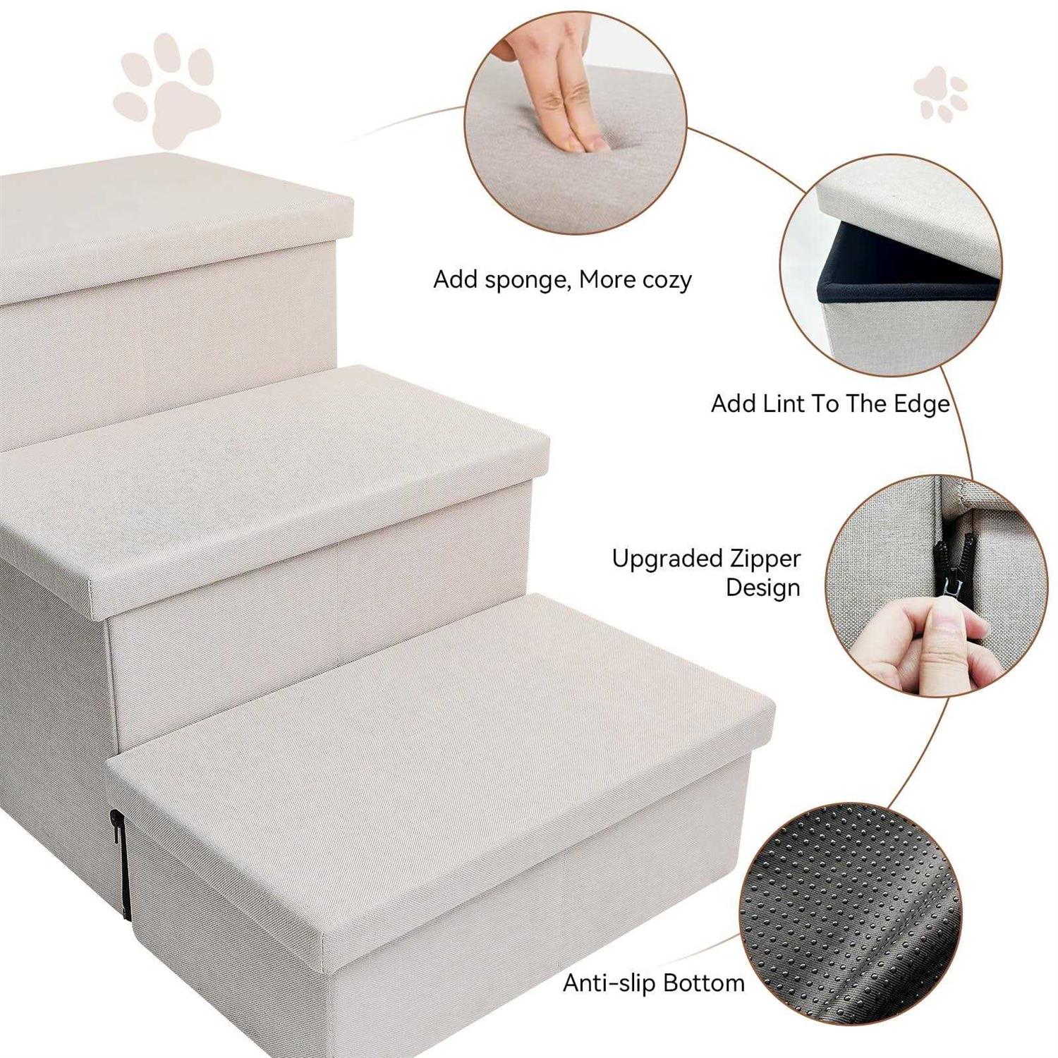 Dog Stairs, Dog Steps for High Beds, Foldable Pet Stairs for Small Medium or Large Dogs Puppy with Storage for Bed and Couch - Pet Supplies online store