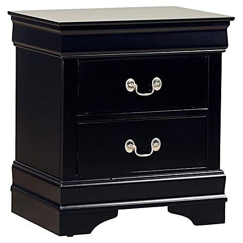 Pemberly Row Wood Nightstand with 2 Drawers, Traditional Bed Side Table for Bedroom, Cherry Brown