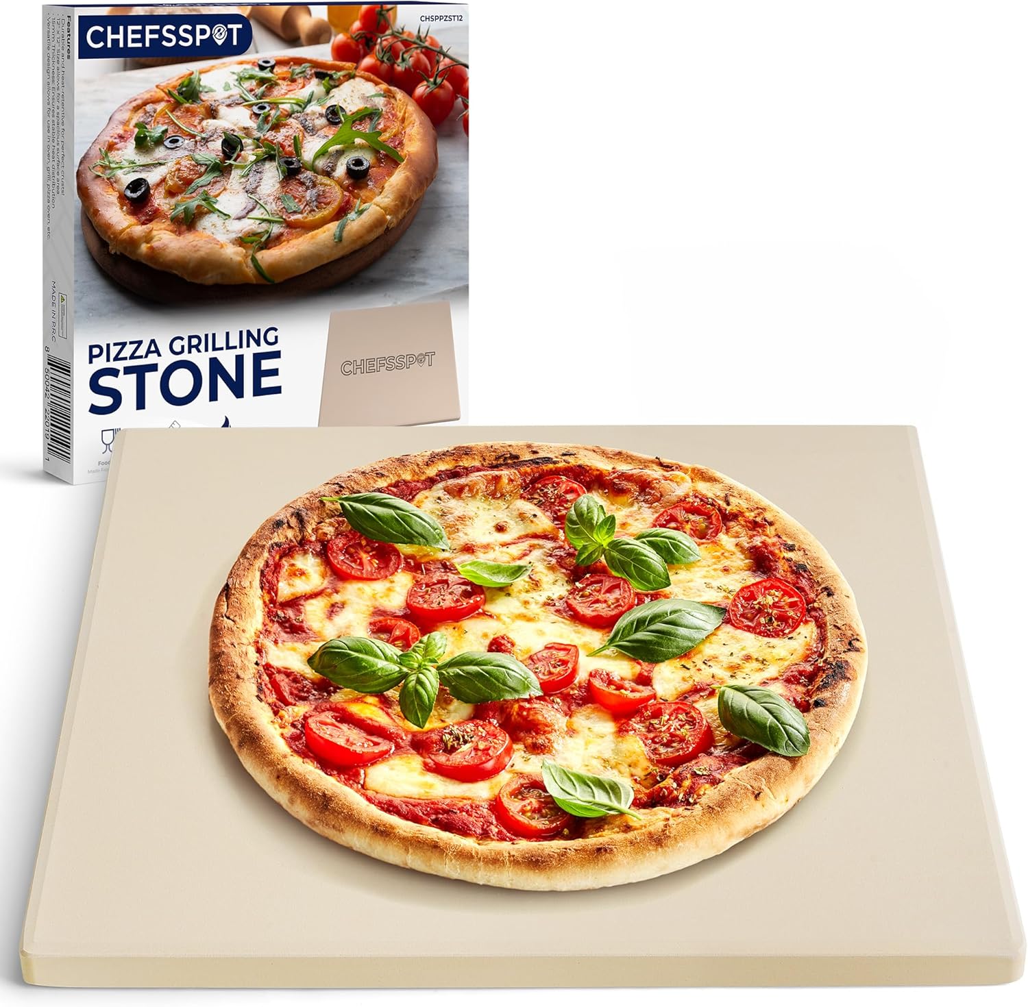 Pizza Stone for Grill and Oven - Cordierite Pizza Baking Stone for Frozen Pizza with 0.6
