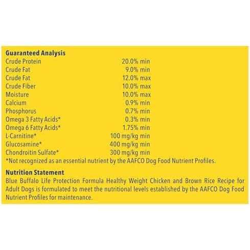 Blue Buffalo Life Protection Formula Healthy Weight Adult Chicken & Brown Rice Dry Dog Food - Pet Supplies online store
