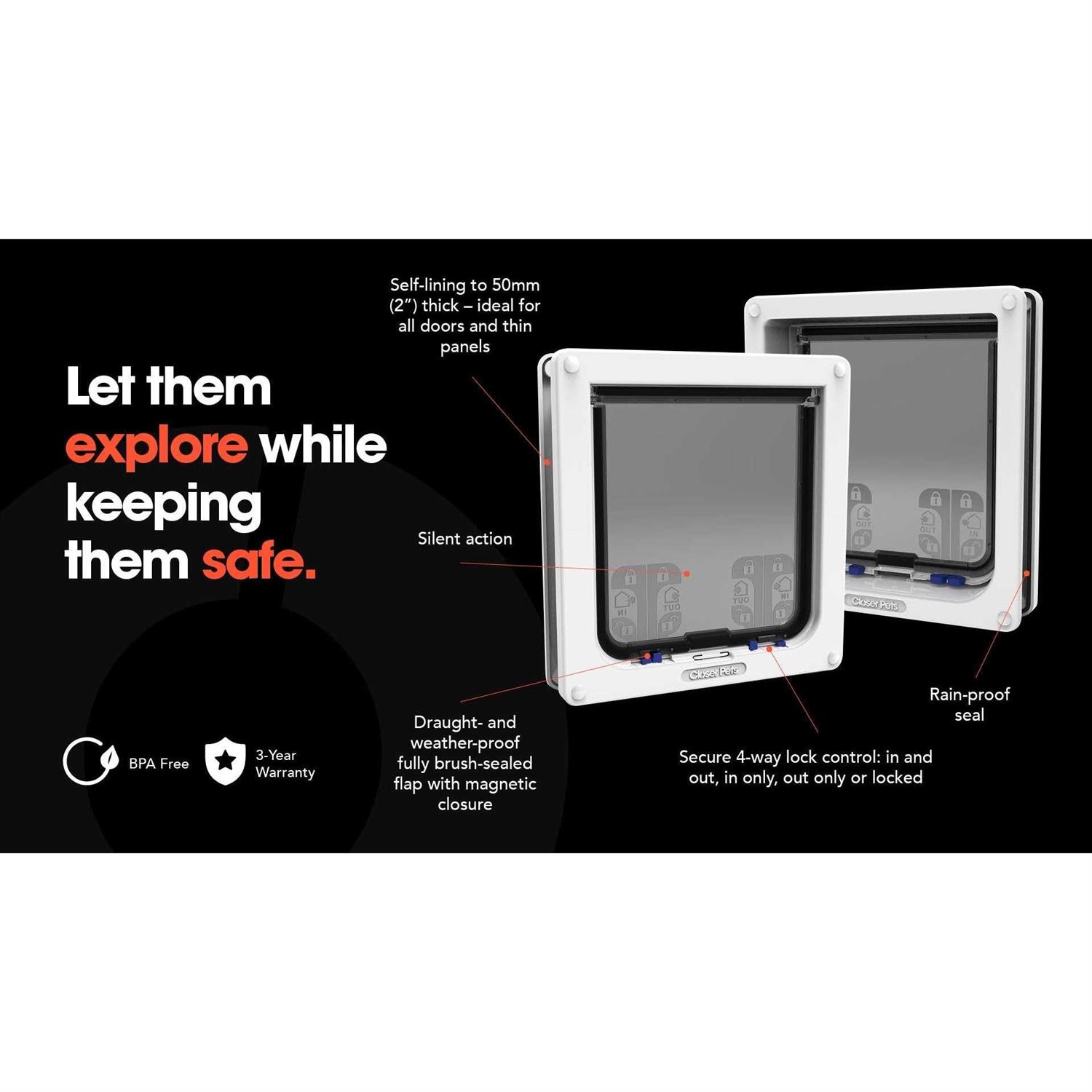 Closer Pets 4-Way Locking Large Cat/Small Dog Door – - Pet Supplies online store