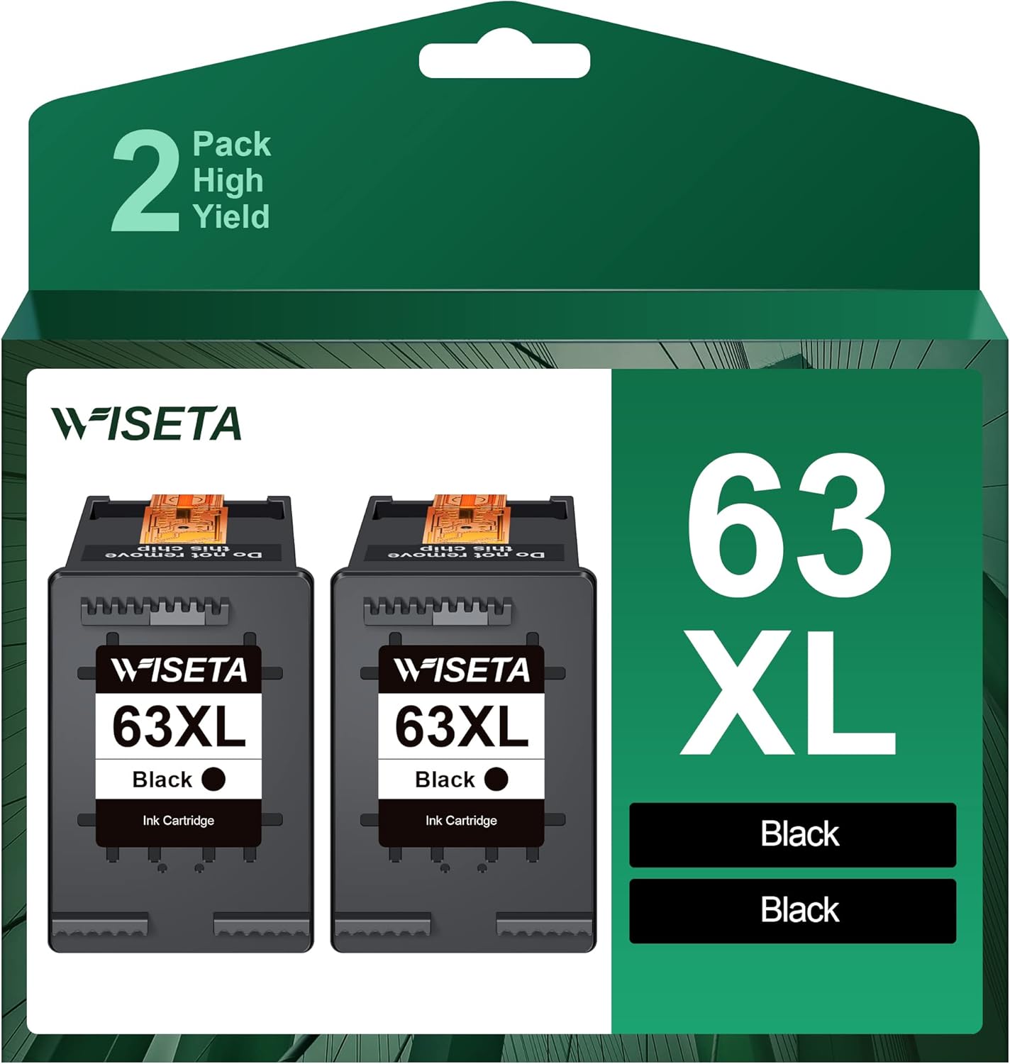 63XL Black Ink Cartridge Replacement for HP 63 XL 63XL Ink Compatible with Officejet 3830 5255 4650 3833 Envy 4520 (2 Black)