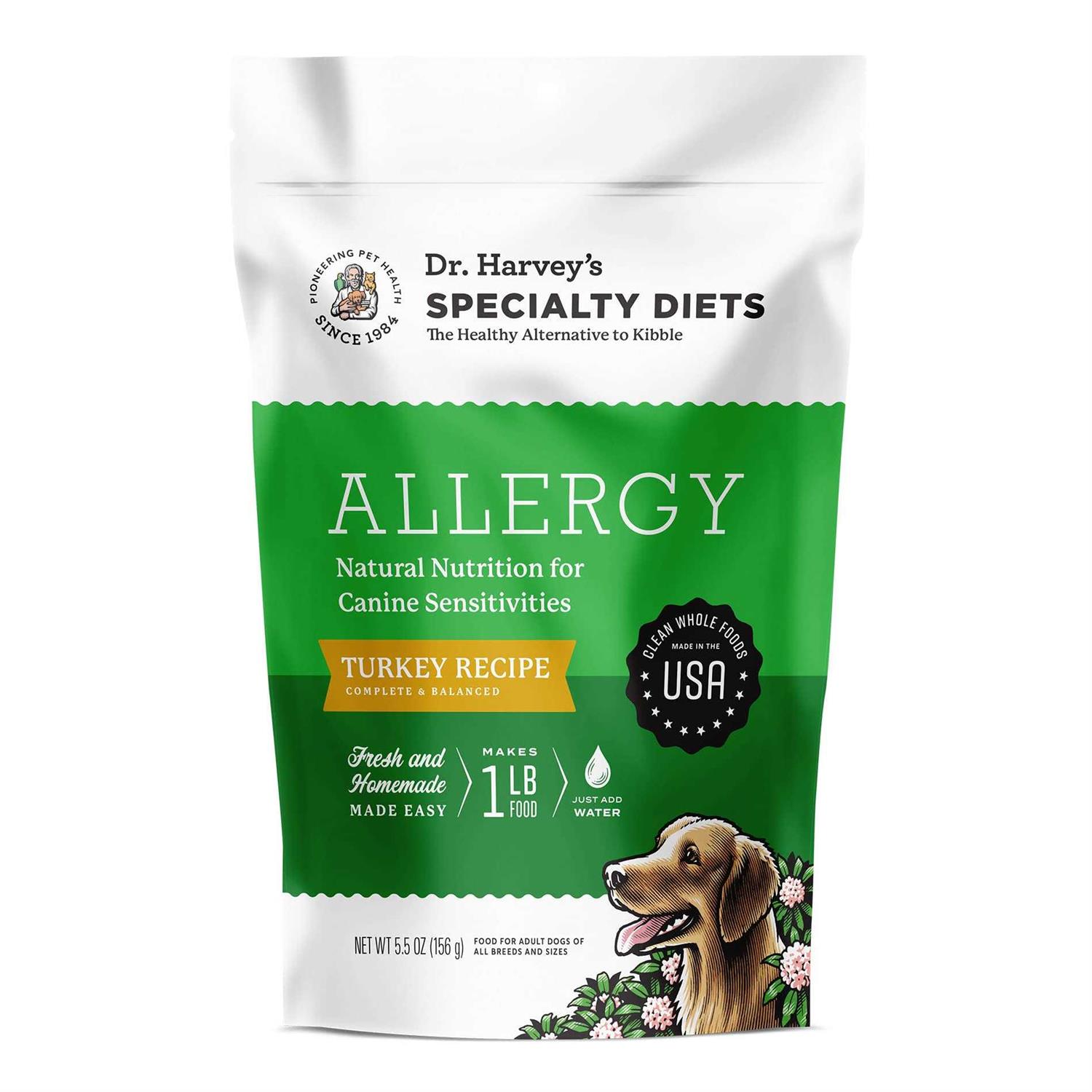 Dr. Harvey's Specialty Diet Allergy Turkey Recipe, Human Grade Dog Food for Dogs with Sensitivities and Allergies - Pet Supplies online store