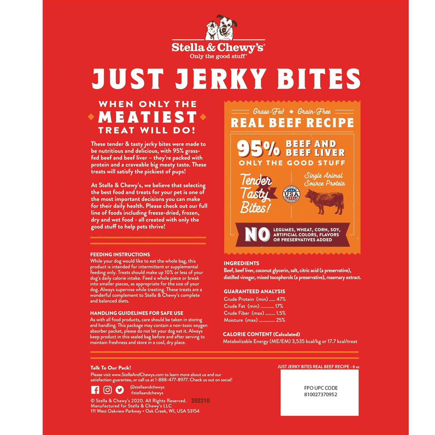 Stella & Chewy's Just Jerky Bites Dog Treats - Pet Supplies online store