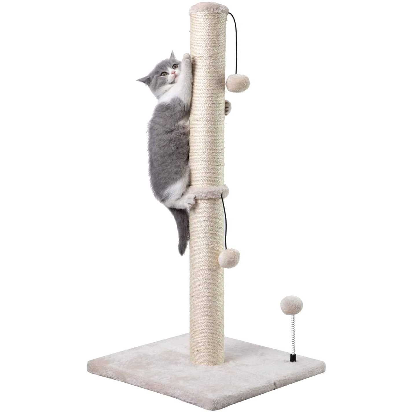 MECOOL Cat Scratching Post Premium Basics Kitten Scratcher Sisal Scratch Posts Hanging Ball Cats - Pet Supplies online store