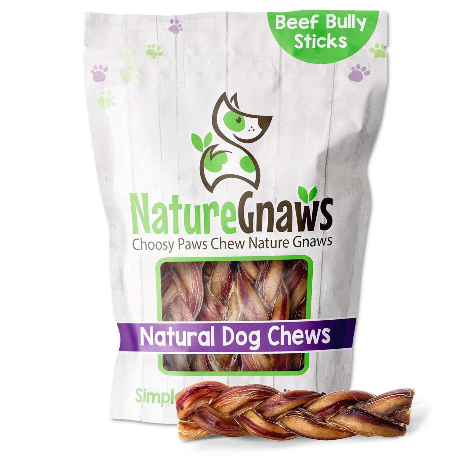 Nature Gnaws Braided Bully Sticks for Dogs Premium Natural Beef Bones - Pet Supplies online store