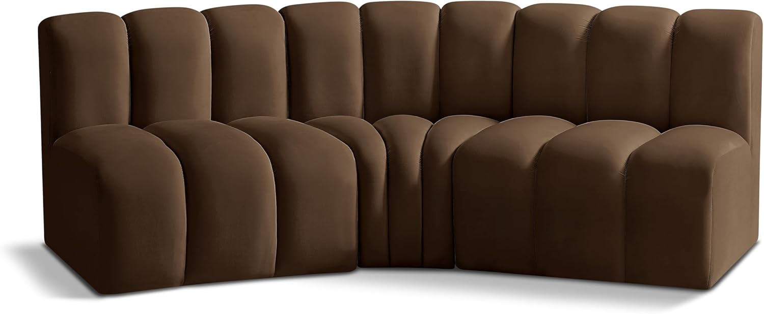 Meridian Furniture Arc Collection Modern | Contemporary Sofa with Soft Velvet, Deep Channel Tufting, Modular Design, 86