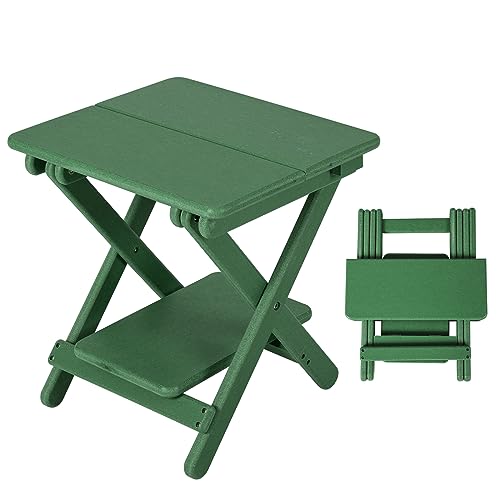 nalone Portable Folding Side Table, Outdoor Adirondack Side Table with X-Type Frame, HDPE Small Patio Table, Weather Resistant End Table for Camping, Balcony and Garden
