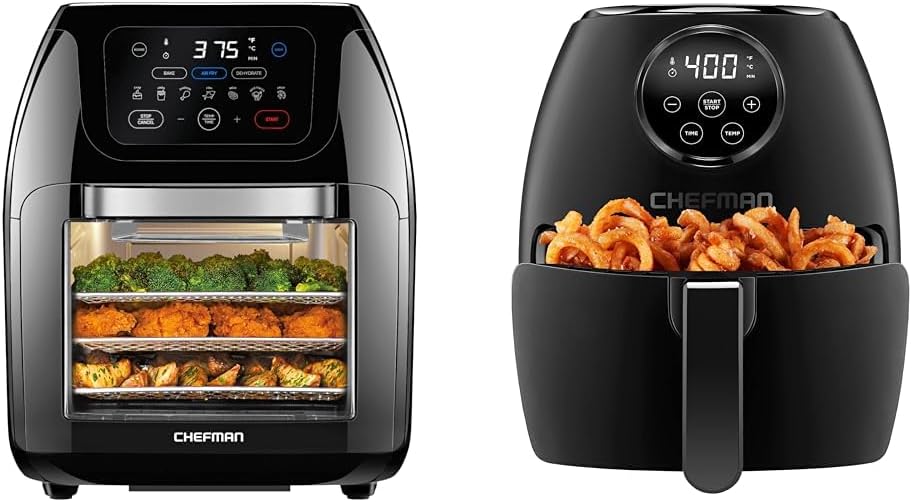 CHEFMAN Air Fryers with Rotisserie, Dehydrator, 10L & 3.6Qt Capacity, 17 Presets