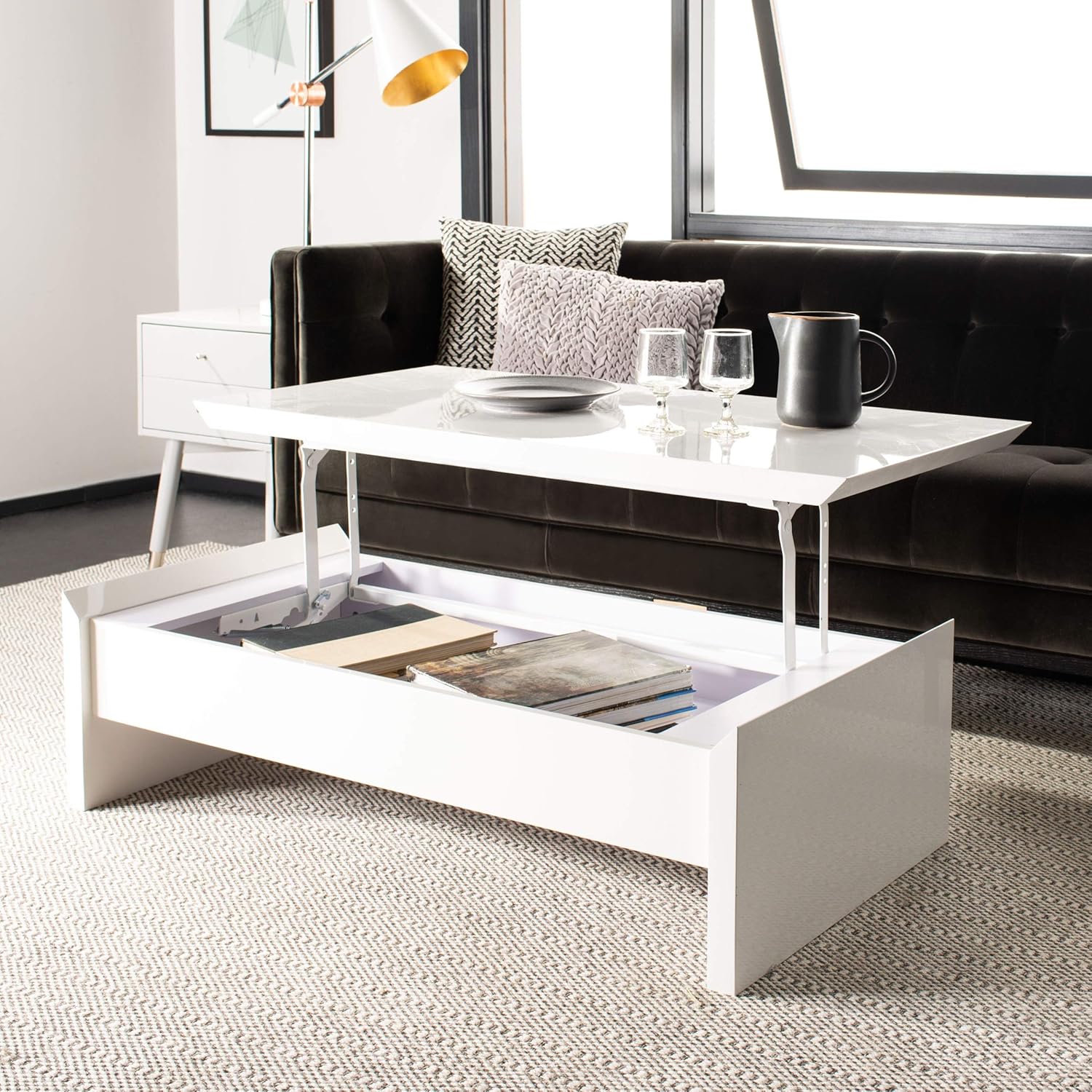 Safavieh Home Kinsley White Lift-Top Storage Coffee Table