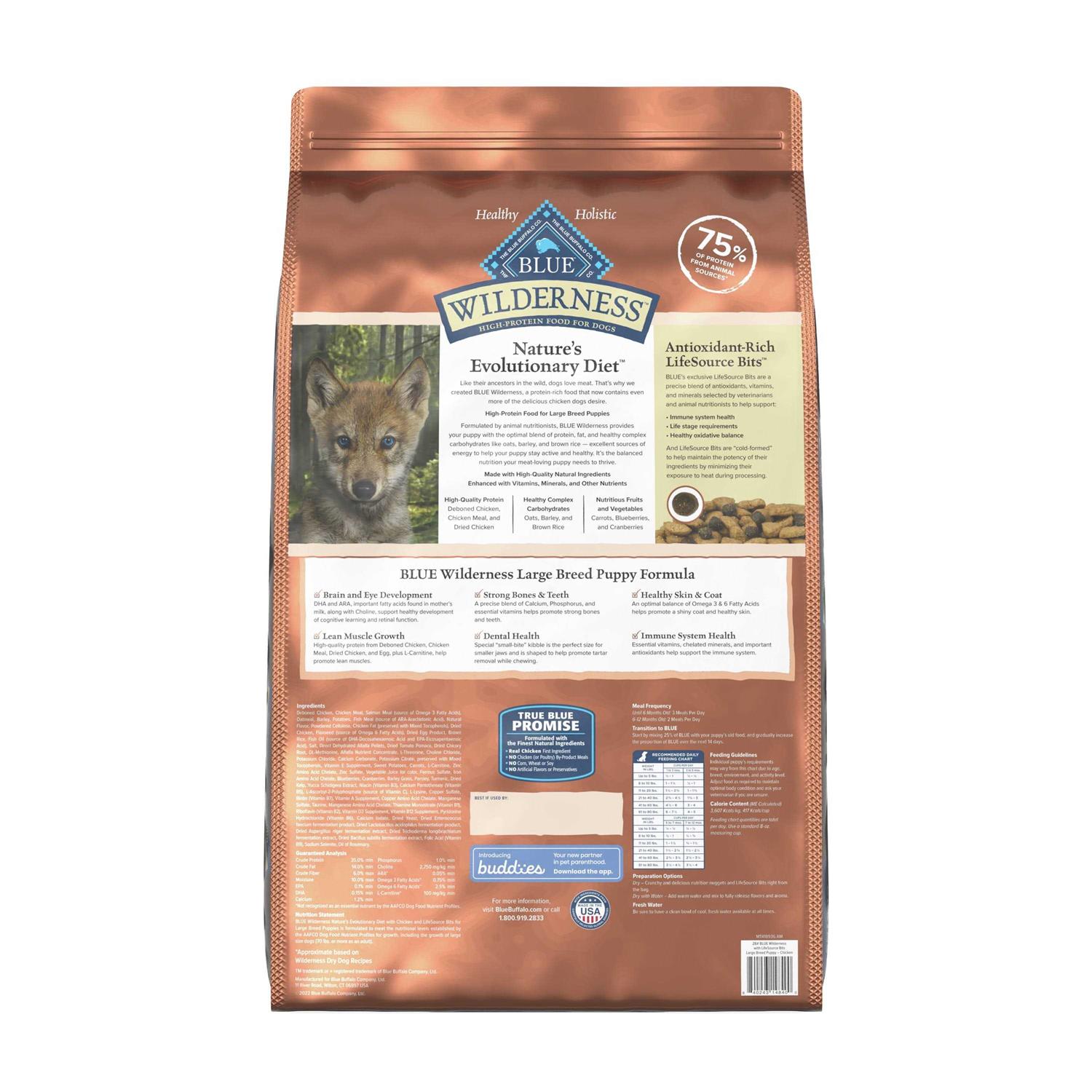 Blue Buffalo Wilderness Large Breed Puppy High Protein Natural Chicken & Wholesome Grains Dry Dog Food - Pet Supplies online store