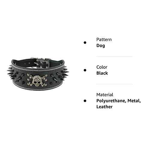 Berry Pet 3 Inch Width Sharp Spiked Studded Leather Dog Collar for Training,Sports,Walking,Travel,Dog Show,Heavy Duty,Medium Dogs,Pitbull - Pet Supplies online store