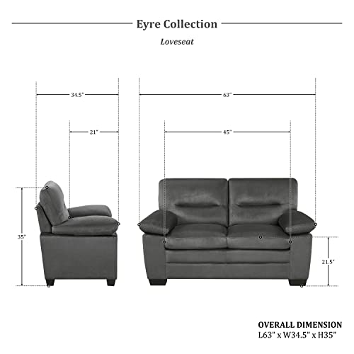 Lexicon Eyre Living Room Loveseat, Gray