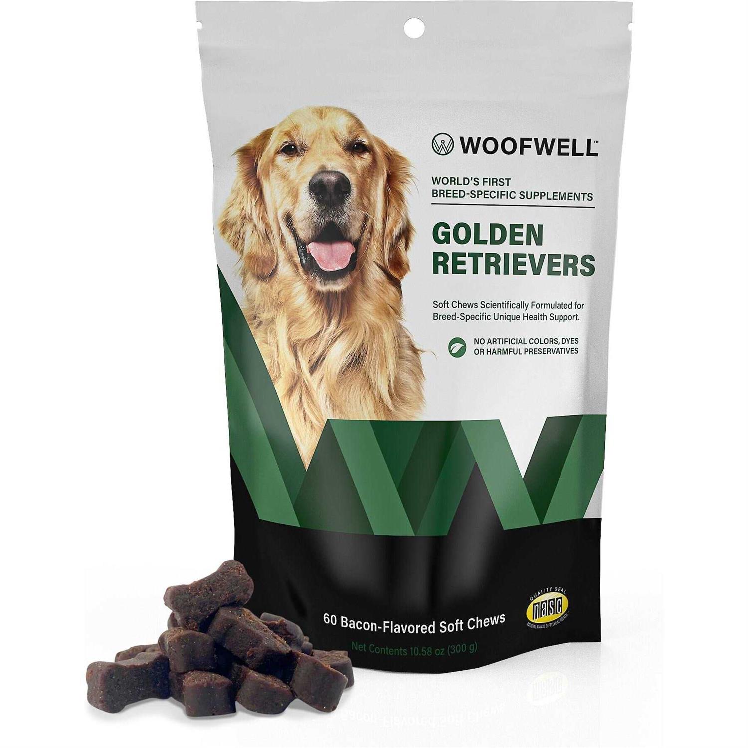 WoofWell Golden Retrievers Health Support Bacon Flavored Soft Chews Dog Supplement - Pet Supplies online store