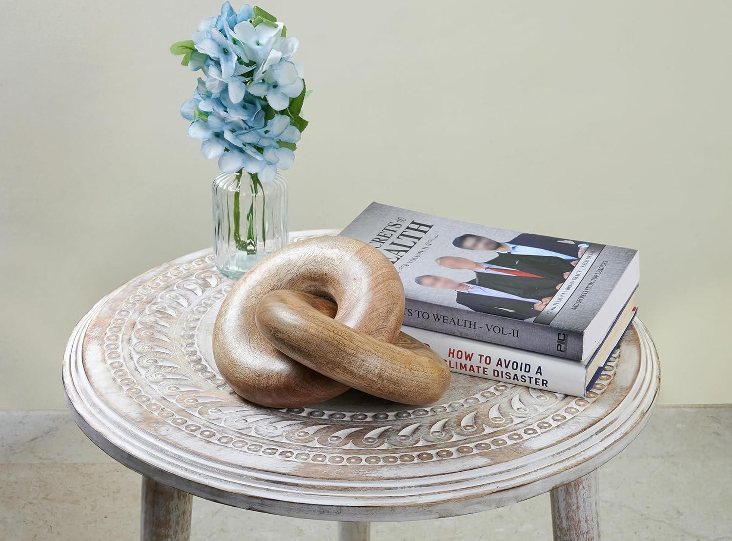 Wood Knot Decorative Chain, Rustic Wood Link Decorative Object Large Wooden Chain for Home Living Room Coffee Table Farmhouse Natural Wood 7.5 X 6 X 3.5 Inches