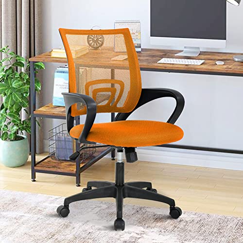 Desk Chair Office for Women, Mesh Task Ergonomic with Thick Cushion Seat, Lumbar Support & Back, Computer Executive Adjustable Comfy Home Reading Working, White