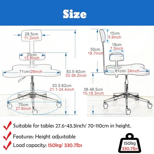 Cross Legged Kneeling Office Chair with Removable Backrest, Height-Adjustable Knee Support Chair for Relieving Neck and Back Pain, Kneeling Office Chair(Gray)