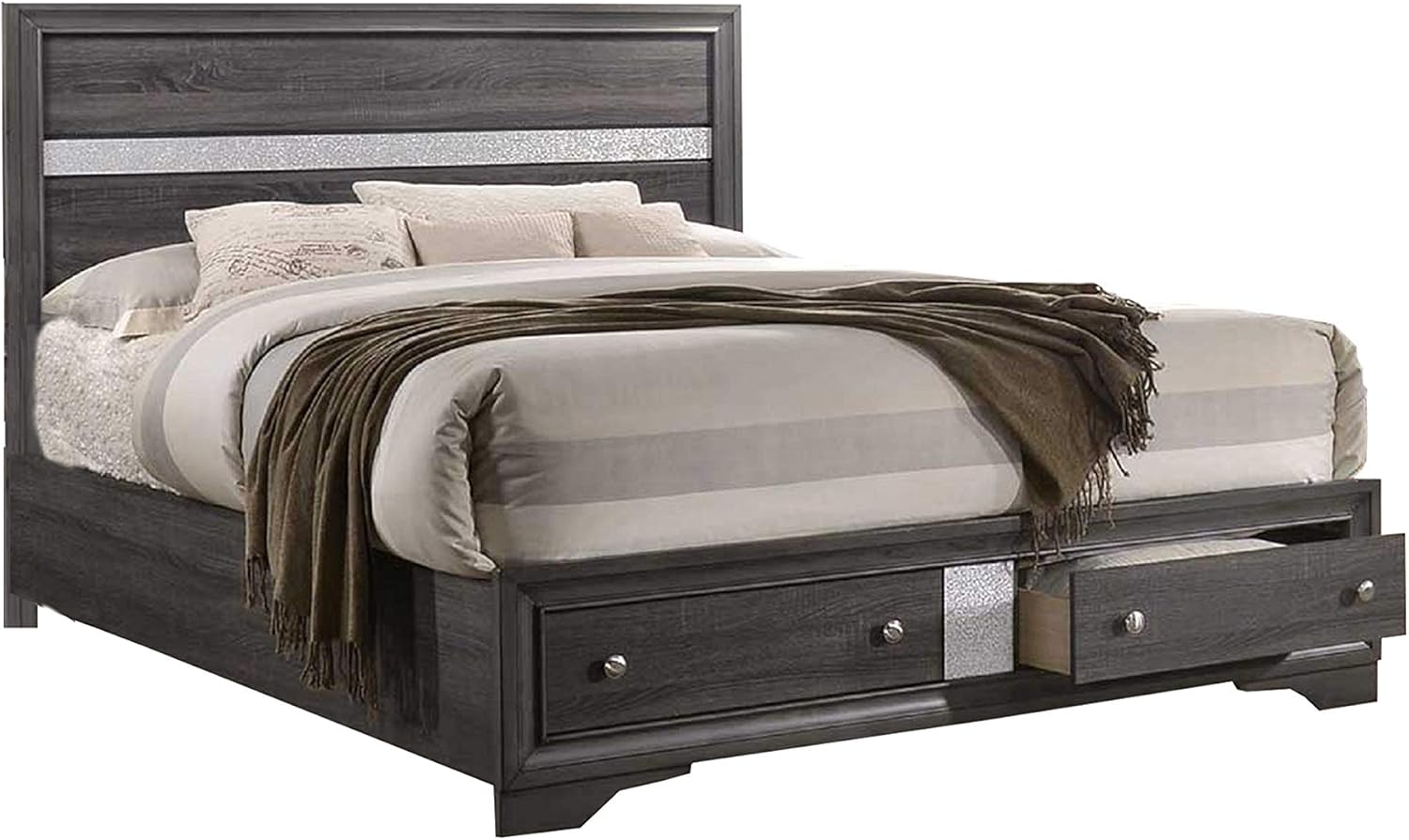 Furniture DAV-QB Bed, Wood Gray