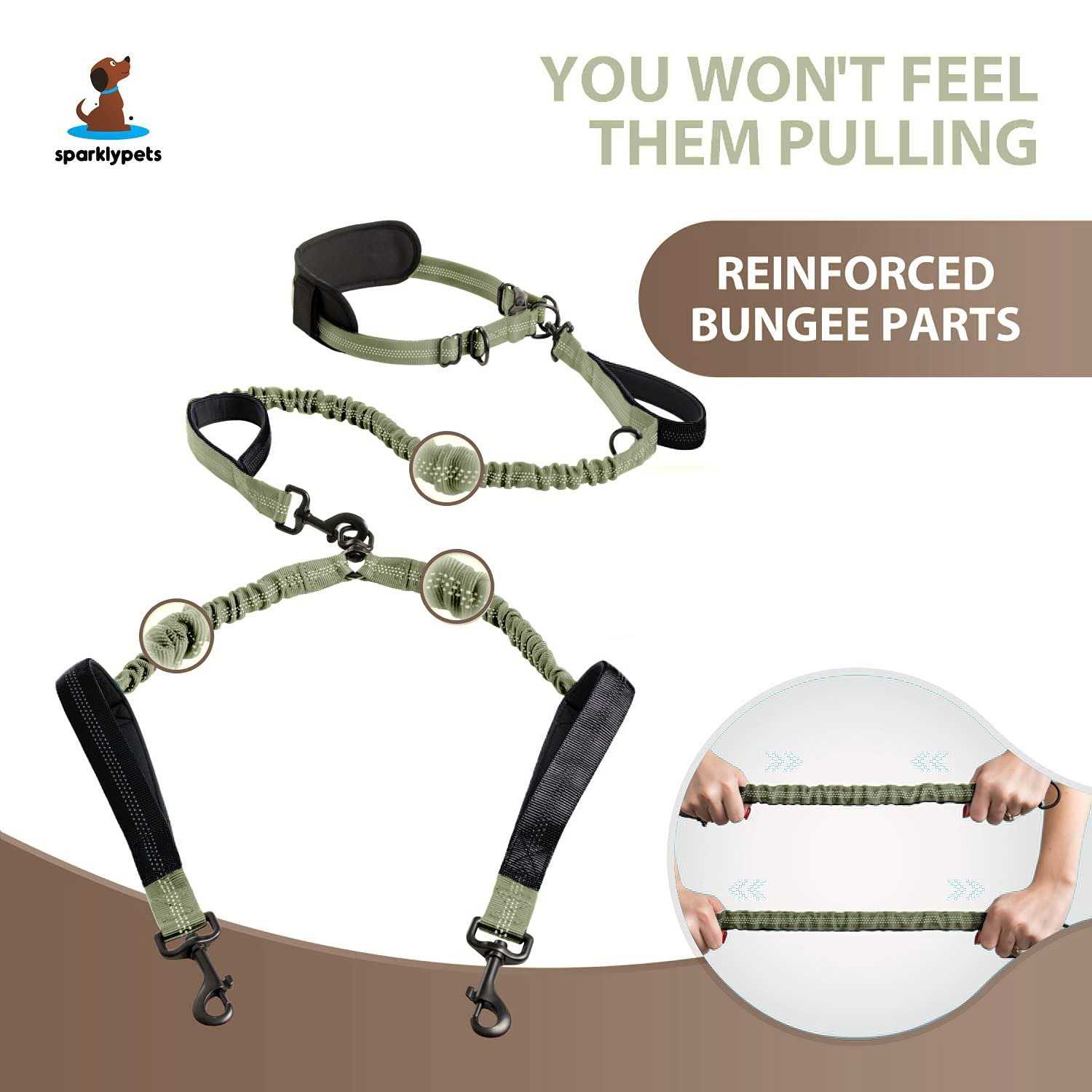 SparklyPets Hands Free Double Dog Leash Dual Dog Leash for Medium and Large Dogs - Pet Supplies online store