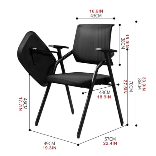 Foldable Conference Room Chair Breathable Meeting Chair Wide Seat Training Ergonomic Office Chair for Company, Folding Training Chair Lightweight Chairs for Office Desks (Color : Blue with Large pad