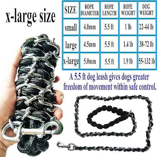 Dog Leash Metal Leashes with Pet Collar Training Walking Leads Heavy Duty Anti Bite Chain Rope Hook for Medium and Large Dogs - Pet Supplies online store